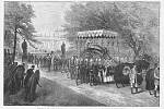 Pohřební procesí německého císaře Fridricha III., jehož ženou byla britská Královská princezna Viktorie. Pár snil o sjednoceném Německu jako o liberálním státě, těžce nemocný Fridrich III. ale nakonec vládl jen 99 dní.