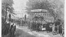 Pohřební procesí německého císaře Fridricha III., jehož ženou byla britská Královská princezna Viktorie. Pár snil o sjednoceném Německu jako o liberálním státě, těžce nemocný Fridrich III. ale nakonec vládl jen 99 dní.