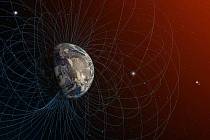 3D vykreslení magnetického pole planety Země.