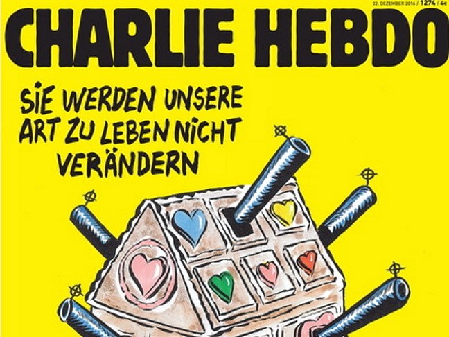 Německá verze francouzského satirického týdeníku Charlie Hebdo dnes vyšla s kresbou, která zesměšňuje bezpečnostní opatření po pondělním útoku na vánoční trhy v Berlíně.