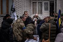 Poslední rozloučení s ukrajinským vojákem Mykhailom Reutskiym, který zahynul 18. února 2023 v Doněcké oblasti