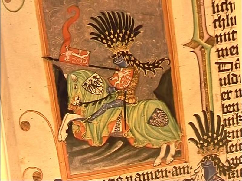 Vyobrazení českého krále Jana Lucemburského s českým lvem