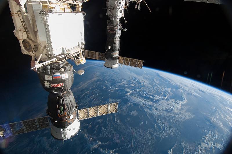 Vesmírná loď Sojuz, která je součástí Mezinárodní vesmírné stanice ISS