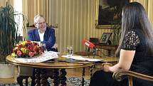 Miloš Zeman při natáčení pořadu S prezidentem v Lánech