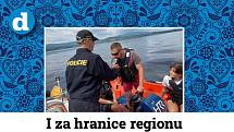 Policisté z Horní Plané ve člunu vyrazili na hladinu Lipna. Kontrolovali lodě a jejich posádky.