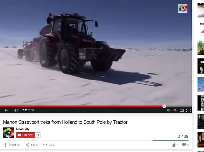 Nizozemka dobyla Jižní pól na traktoru. 