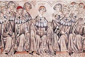 Svatba Jana Lucemburského a Elišky Přemyslovny ve Špýru. Z jejich sňatku vzešli synové Karel IV. a Jan Jindřich