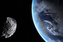 Průlet asteroidu kole Země. Ilustrační foto.