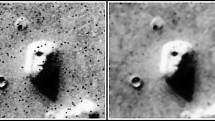 Původní snímek oblasti Cydonia na planetě Mars z roku 1976, který vzrušil svět - nachází se snad na jiné planetě obří reliéf lidské tváře?