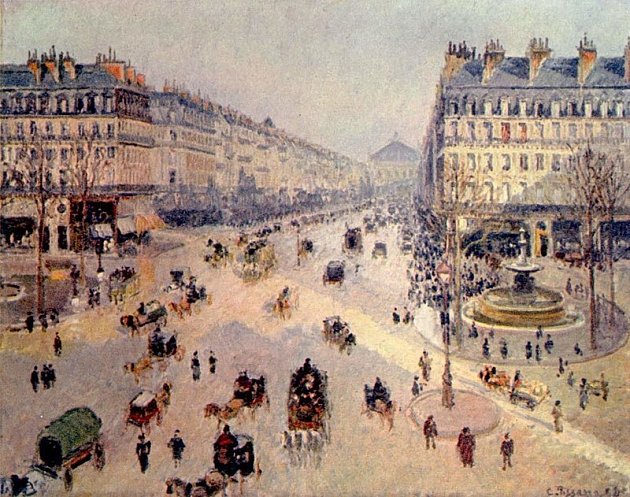 Za vlády Napoleona III. se odehrála rozsáhlá přestavba Paříže, díky které město získalo svou současnou podobu se širokými bulváry. Na obrazu Avenue de l'Opéra.