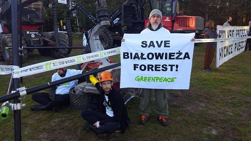 Proti kácení posledního zbytku původního evropského pralesa protestovaly stovky aktivistů