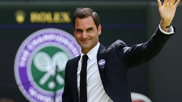 Roger Federer na slavnostním ceremoniálu v rámci letošního Wimbledonu.