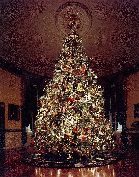 Hillary Clintonová řídila výzdobu oficiálního vánočního stromu Bílého domu celkem osmkrát. Stromek z roku 1995 (na snímku) byl ale kontroverzní kvůli použitým ozdobám.