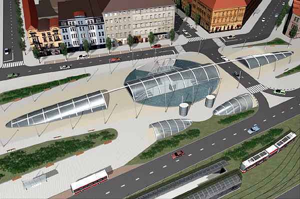 Vizualizace rychlodráhy z Prahy do Kladna: Stanice Dejvice, celkový pohled