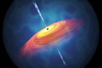 Vizualizace kvasaru, supermasivní černé díry