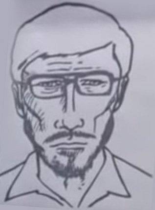 Policejní identifikační kresba podezřelého muže z obchodu, jímž byl ve skutečnosti James DeBardeleben