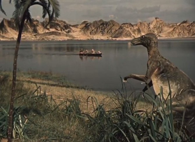 Trachodon z Cesty do pravěku. Tento dinosaurus patřil do čeledi hadrosauridů