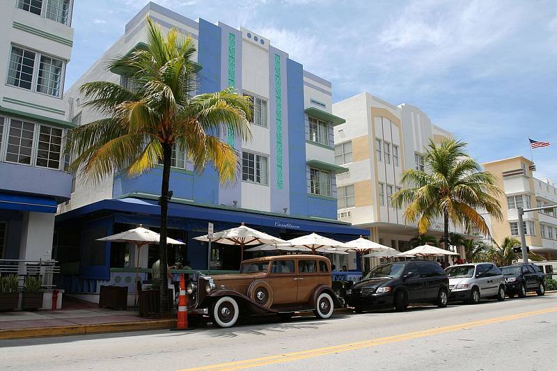 Čtvrť Art Deco v Miami, vybudovaná mezi lety 1920 a 1930