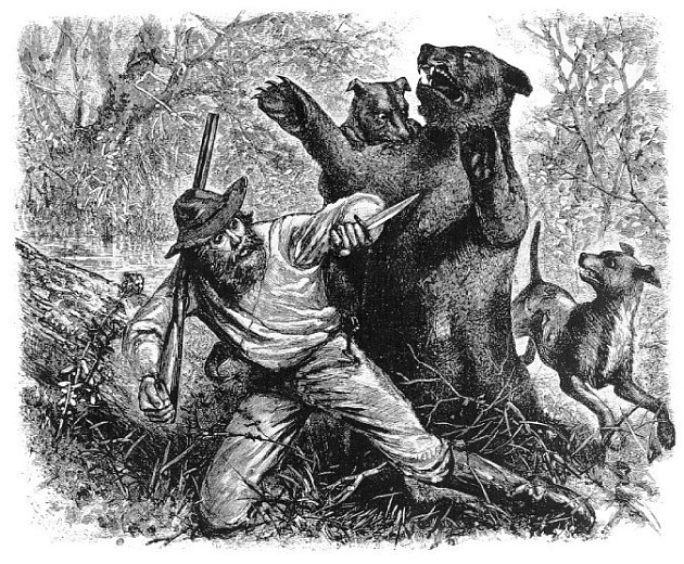 Legendární střetnutí trappera Hugha Glasse s rozzuřenou medvědicí ztvárněné dobovým novinovým kreslířem