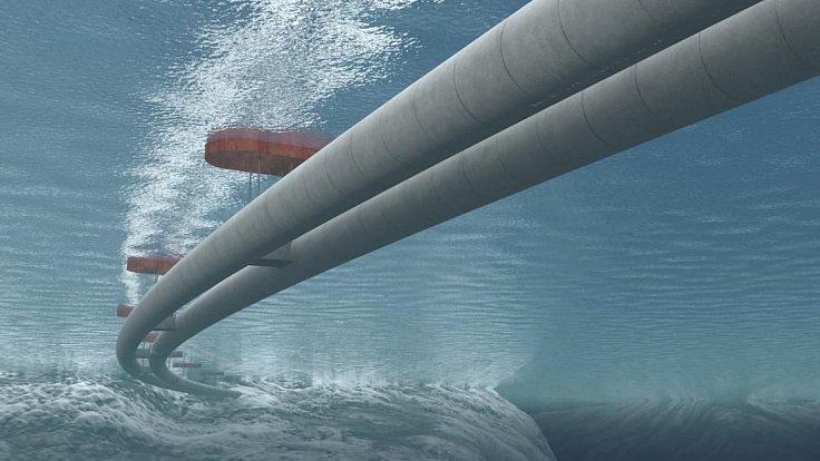 Vizualizace plovoucího tunelu v Norsku