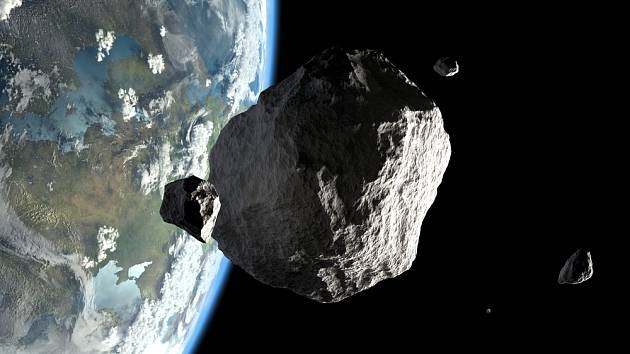 Asteroid obíhající kolem Země. Ilustrační snímek
