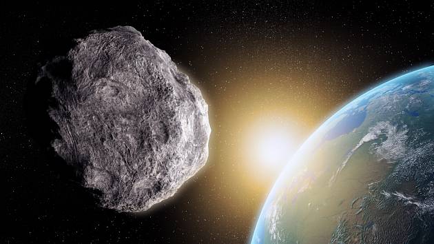 Průlet asteroidu v blízkosti Země. Ilustrační snímek