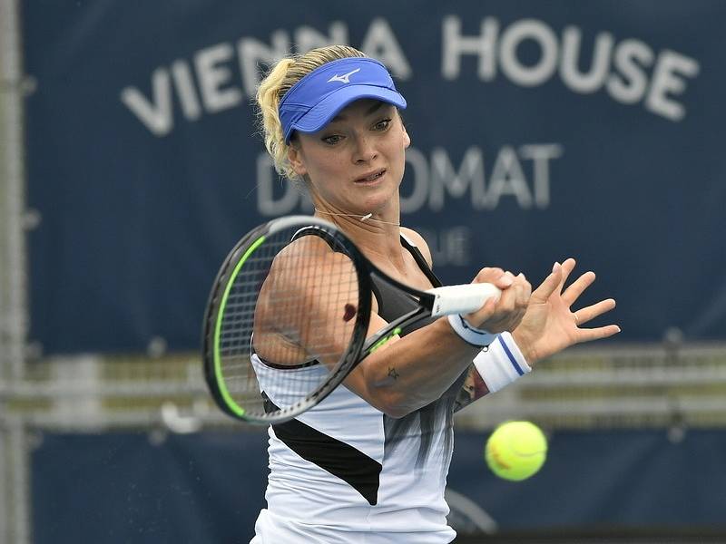 Tereza Martincová v semifinále Prague Open 2021.