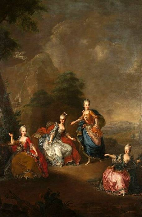 Marie Amálie ve společnosti sester, Marie Alžběty, Marie Josefy a Marie Karolíny. Nejbližší vztah měla s Marii Karolínou.