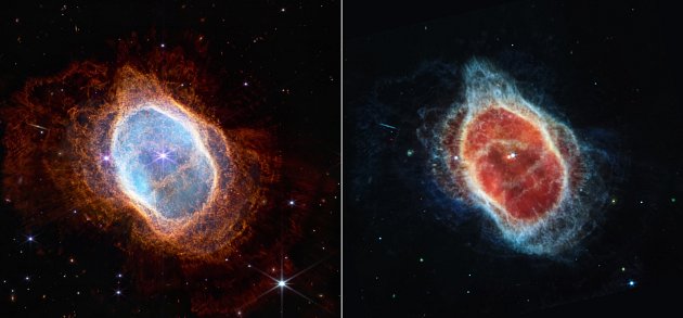 Vesmírný dalekohled NASA James Webb Space Telescope odhalil detaily planetární mlhoviny Jižní prstenec, které byly dříve astronomům skryty. Planetární mlhoviny jsou obaly plynu a prachu vyvržené z umírajících hvězd.