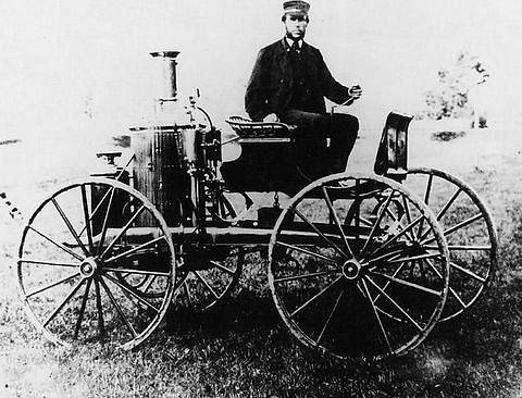 Ukázka automobilu s parním pohonem, Sylvester Roper a jeho vůz vyrobený před rokem 1870