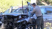Automobil amerického golfisty Tigera Woodse, s nímž havaroval 23. února 2021 v oblasti Los Angeles