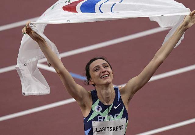 Olympijská vítězka Marija Lasickeneová z Ruska.