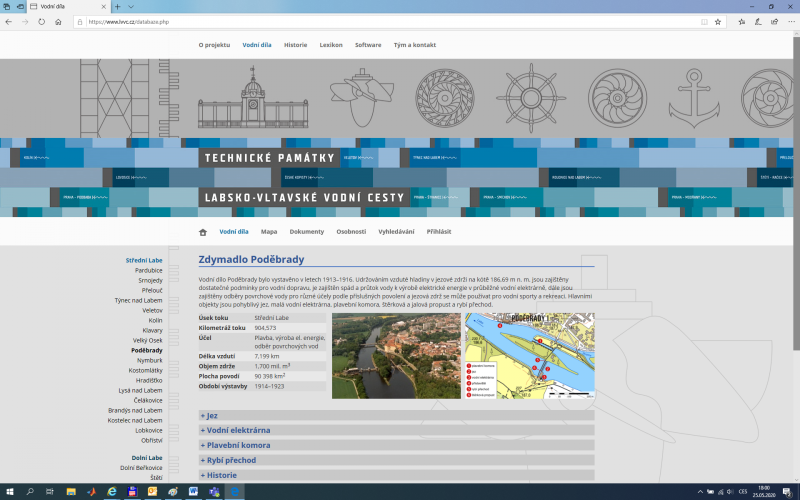 Webová aplikace Technické památky Labsko-vltavské vodní cesty