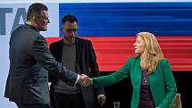 Maroš Šefčovič a Zuzana Čaputová v jedné z předvolebních debat