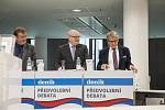 Předvolební debata Deníku: (zleva) Jiří Dolejš, Daniel Herman, Petr Robejšek.