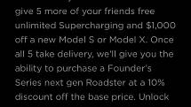 Referral Program aplikace Tesla.