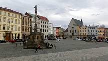 Prázdné centrum Olomouce v době vládních opatření