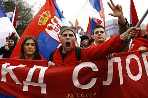 Srbové protestovali proti vyhlášení nezávislosti Kosovo i v Berlíně.