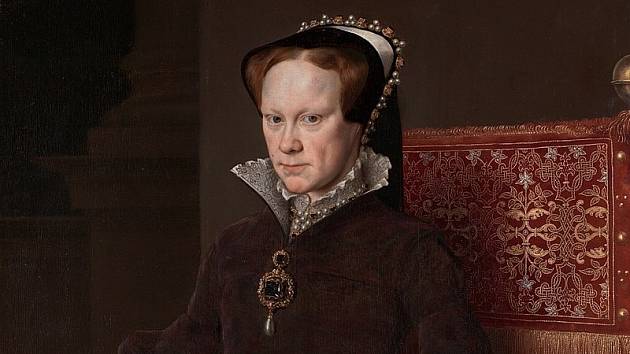 Portrét anglické královny Marie I. (1516-1558), známější jako Marie Tudorovna či jako Krvavá Marie (Bloody Mary), dcery Jindřicha VIII. a Kateřiny Aragonské. Obraz namaloval Anthonis Mor van Dashorst v roce 1554.