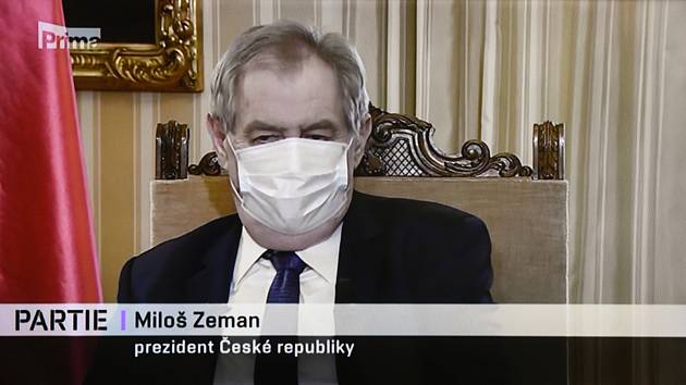 Prezident Miloš Zeman vystoupil v diskusním pořadu Partie, který 12. dubna 2020 odvysílala televize Prima