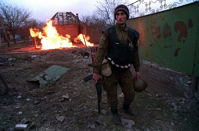 Čečen během bojů o Groznyj
