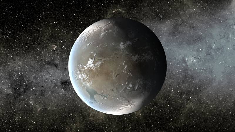 Umělá představa potenciálně obyvatelné exoplanety Kepler-62f.
