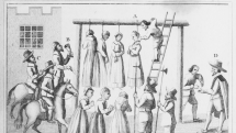 Ženy, oběšené za čarodějnictví, Newcastle 1655. Ilustrace z „Anglické stížnosti, objevené v souvislosti s obchodem s uhlím“ (1655, dotisk 1796)