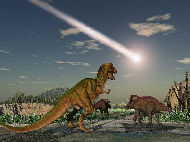 Vyhynutí dinosaurů. Ilustrace.