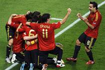 Španělé se radují ve finále Eura z gólu Fernanda Torrese. 