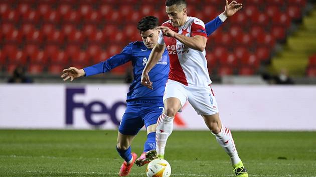 Fotbalové utkání osmifinále Evropské ligy mezi pražskou Slavií a Glasgow Rangers.