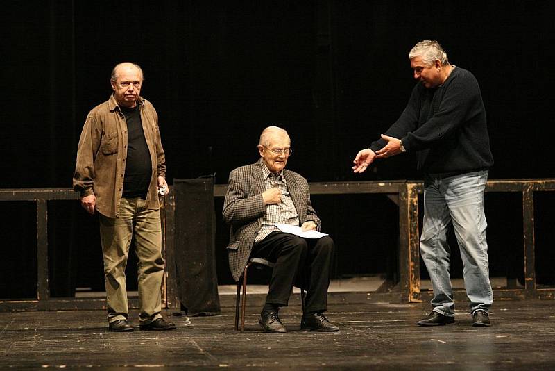 Milan Stehlík, Radovan Lukavský a Miroslav Donutil na zkoušce inscenace Don Juan 13. unora 2008
