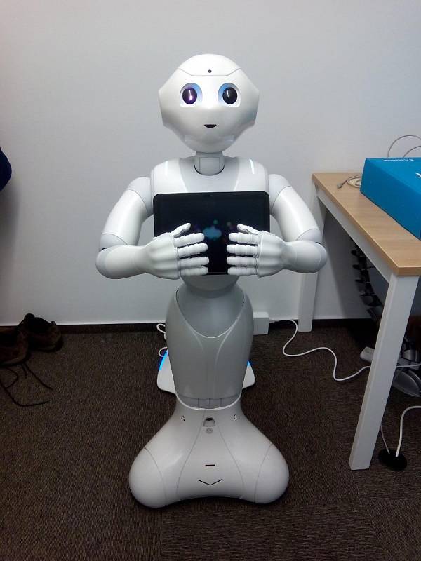 Robot se jmenuje Pepper, ale senioři si ho překřtili na Pepu. Jsou s ním kamarádi.