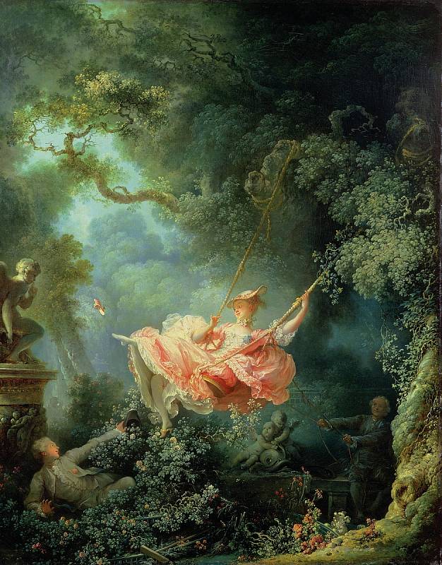 Známý obraz Houpačka namaloval Jean-Honoré Fragonard