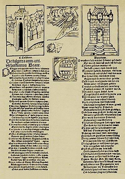 Dobový záznam o pádu meteoritu v roce 1492. V té době byl pád vesmírného kamenného tělesa považován za nadpřirozený jev. Meteorit byl proto přikován na řetěz ke kostelu